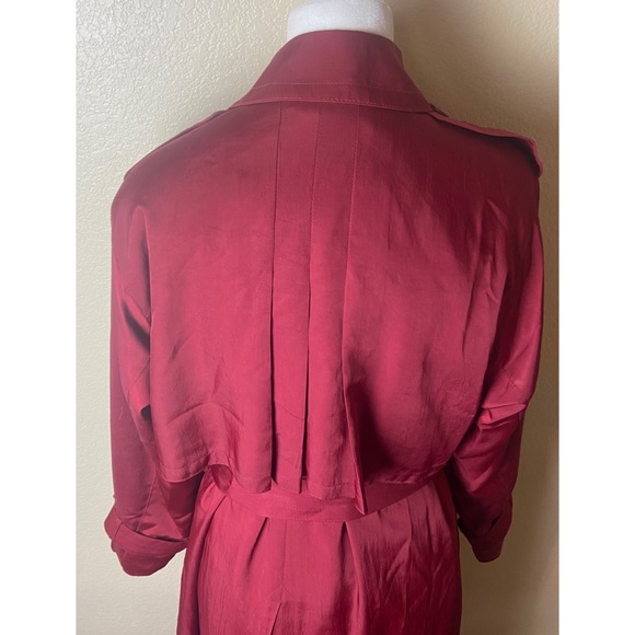 London Fog burgundy red long belted trench coat - Picture 4 of 12